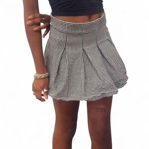 Shinestar Black and White Gingham Mini Skirt